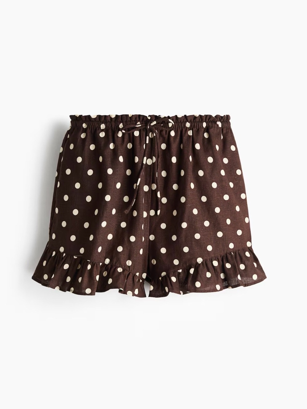 H&M Black Shorts with White Polka Dots and Ruffle Hem